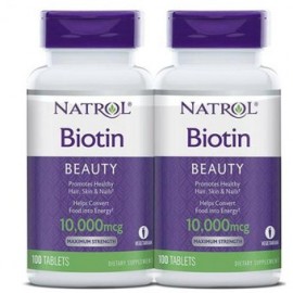 2 Frascos De Biotina Natrol 10,000 MCG M...-PerfumeriaparaTodos-Belleza y Cuidado Personal